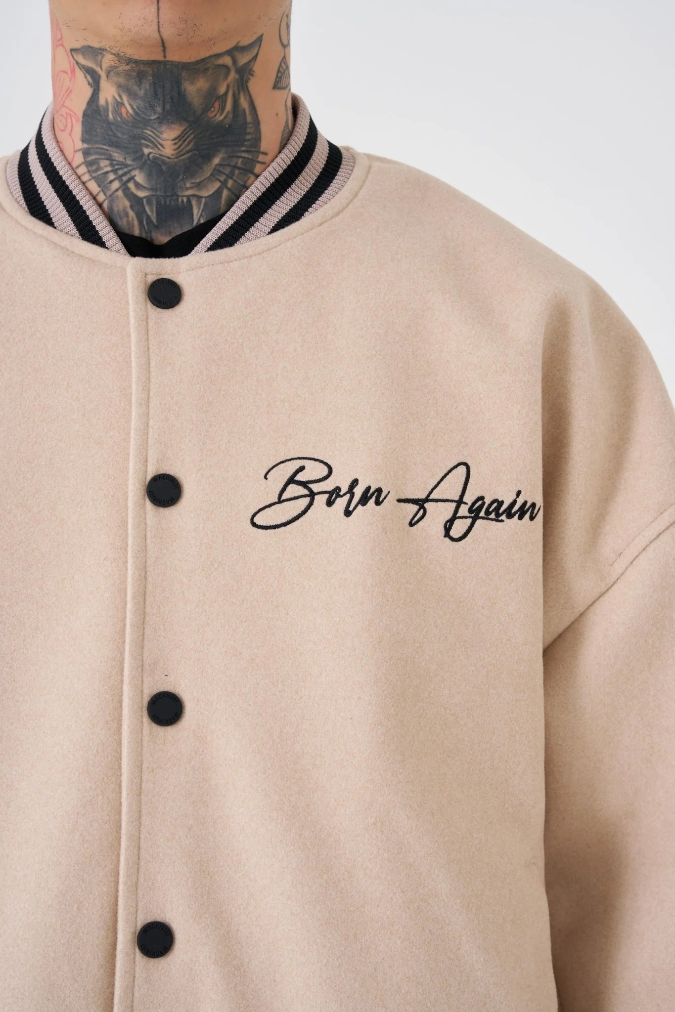 Erkek Born Again Style Oversize Bomber Ceket Bej - Image 3