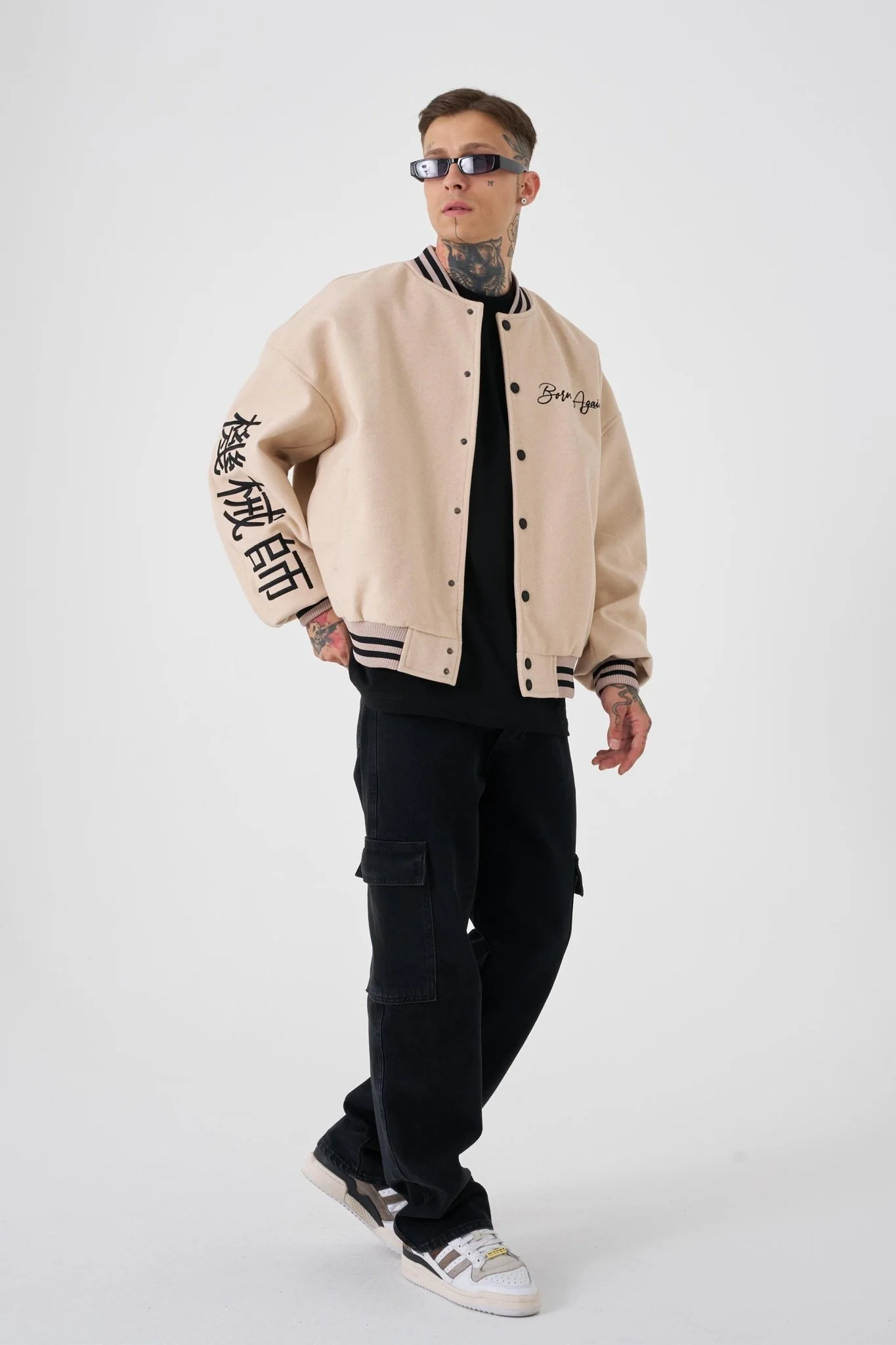 Erkek Born Again Style Oversize Bomber Ceket Bej - Image 5