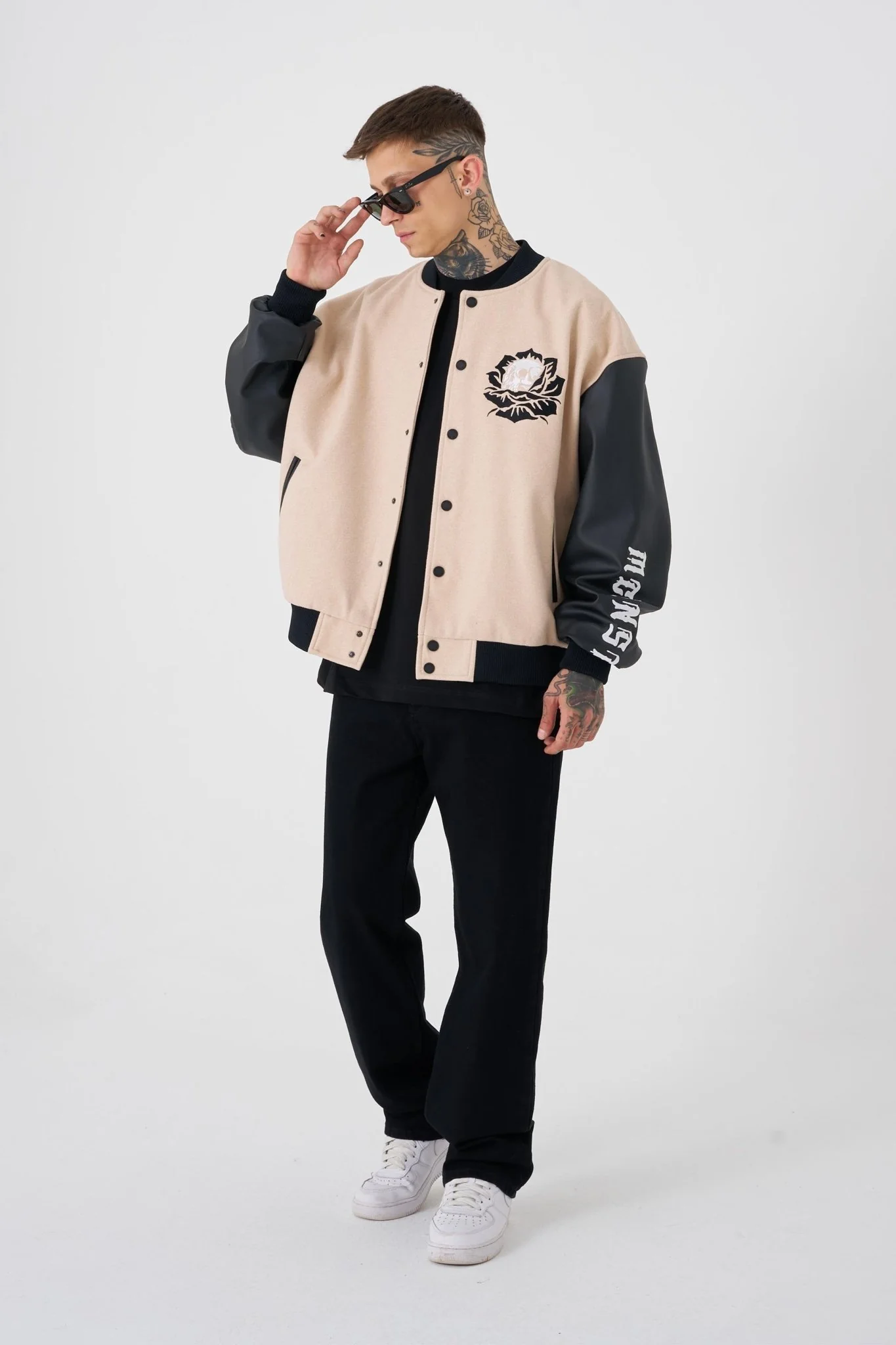 Erkek Go To War Oversize Bomber Ceket Bej - Image 4