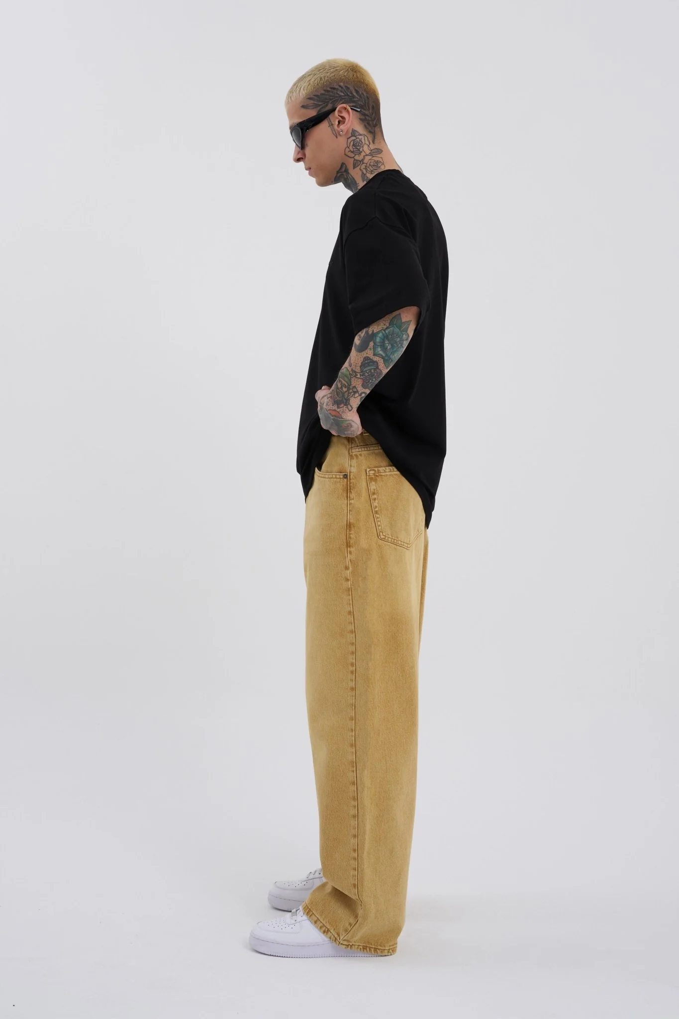 Erkek Oversize Baggy Jean Pantolon Altın - Image 11