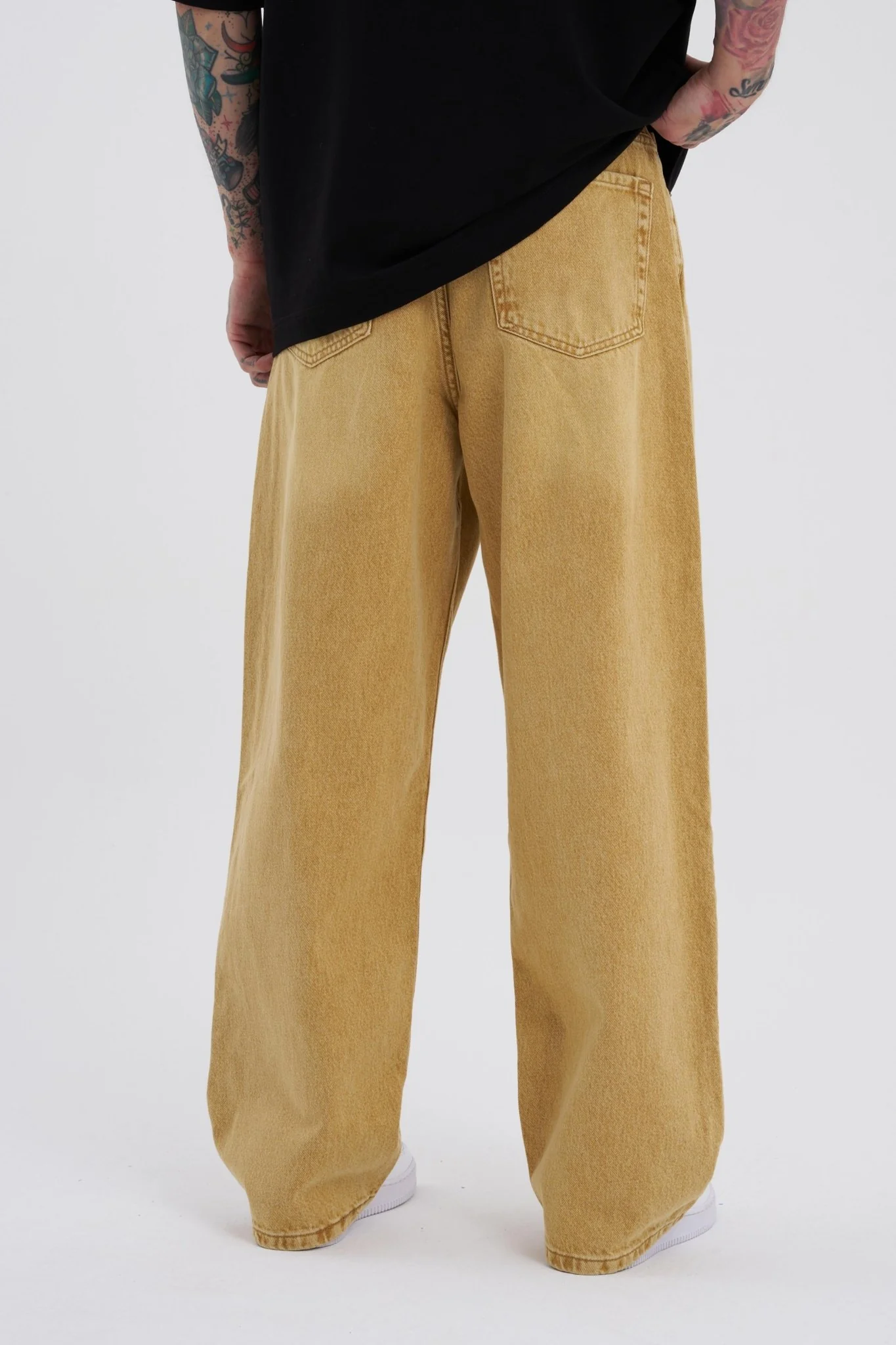 Erkek Oversize Baggy Jean Pantolon Altın - Image 3