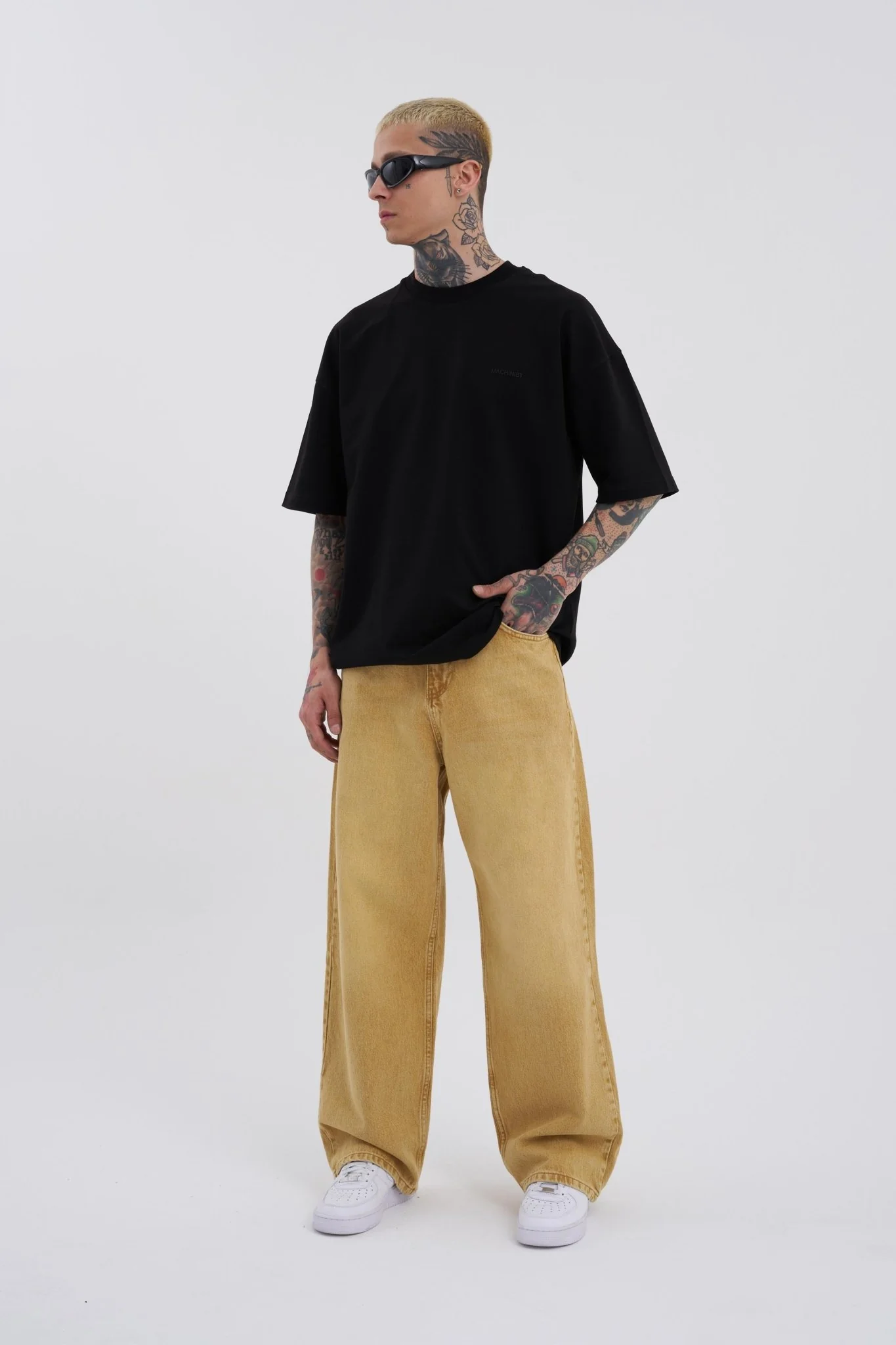 Erkek Oversize Baggy Jean Pantolon Altın - Image 4