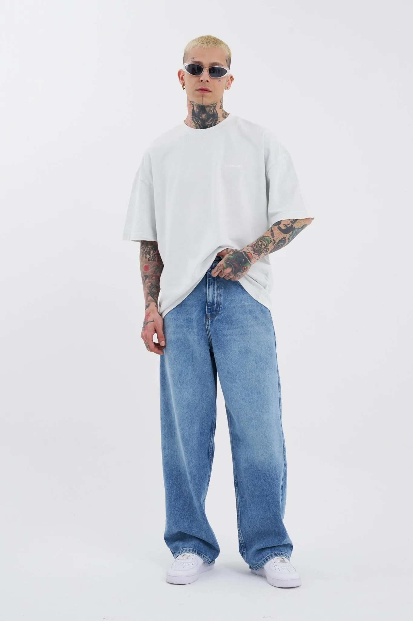 Erkek Oversize Baggy Jean Pantolon Aqua - Image 10