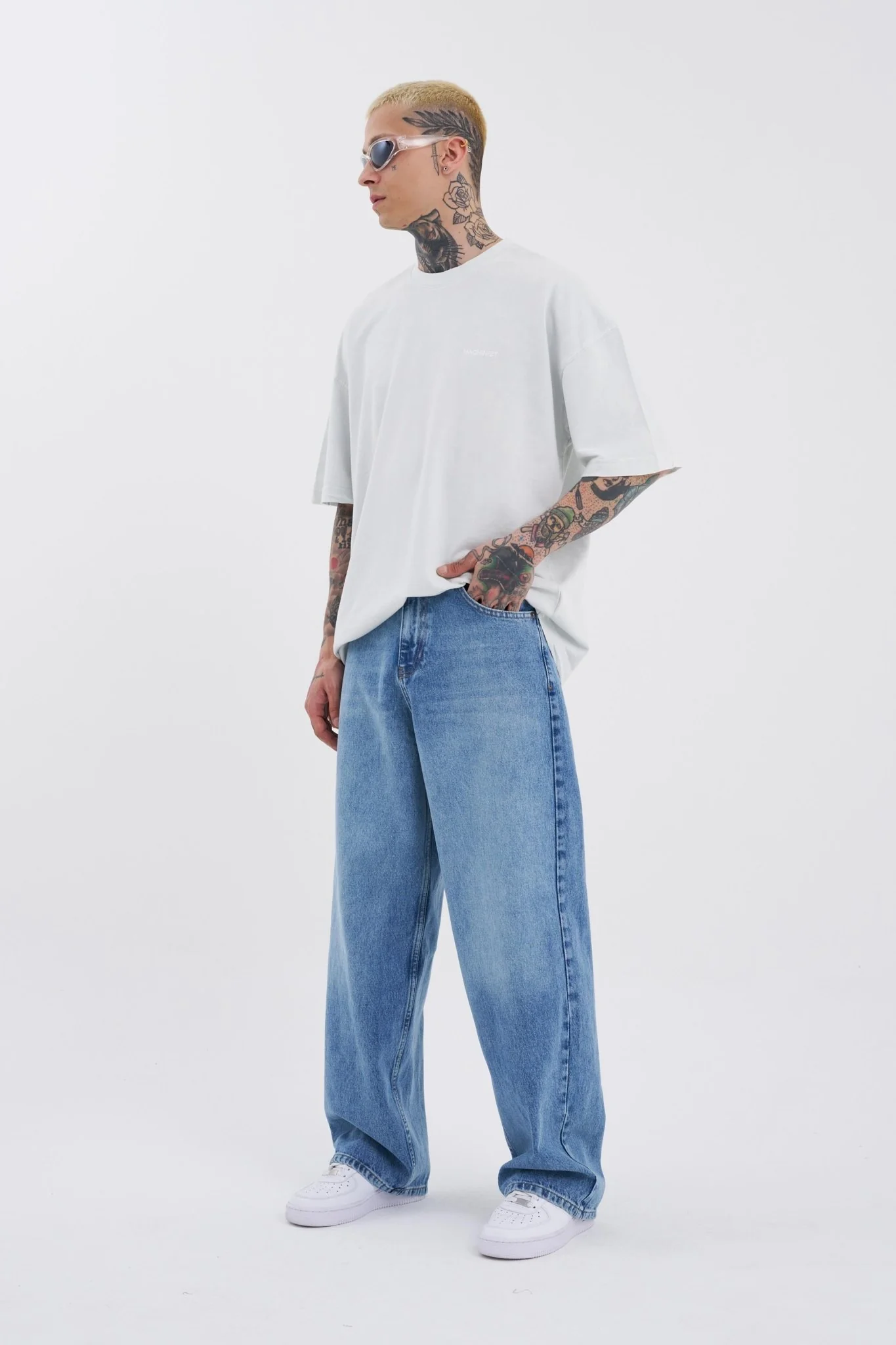 Erkek Oversize Baggy Jean Pantolon Aqua - Image 11