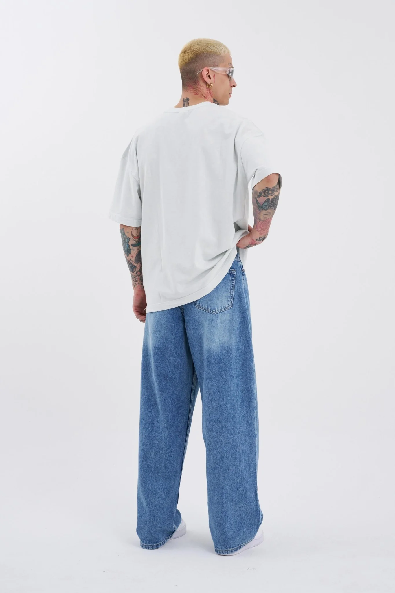 Erkek Oversize Baggy Jean Pantolon Aqua - Image 12