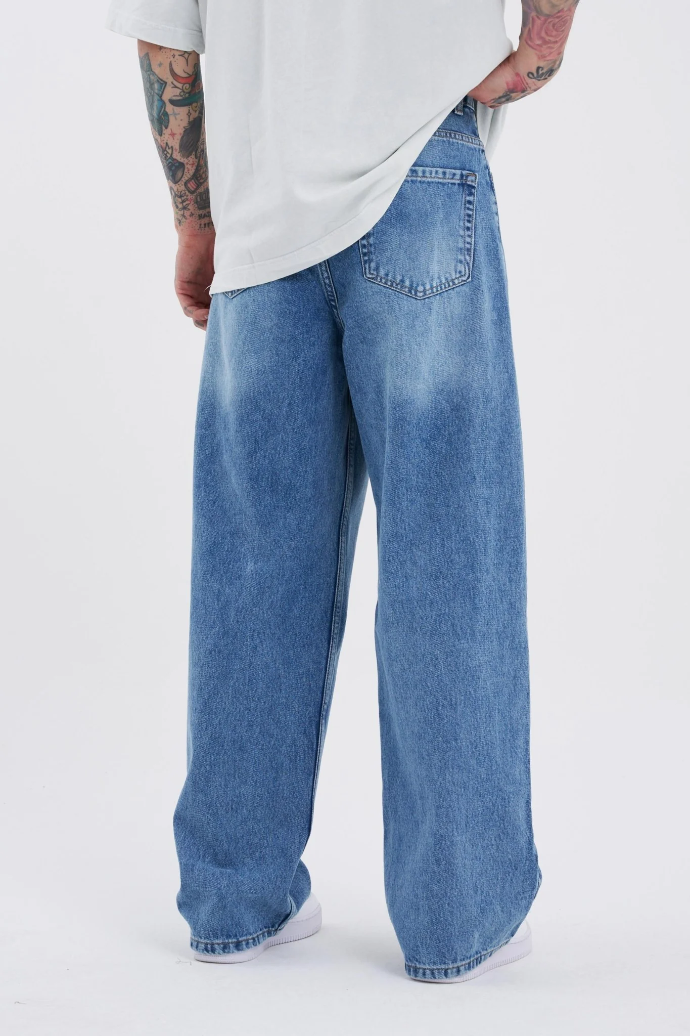 Erkek Oversize Baggy Jean Pantolon Aqua - Image 9