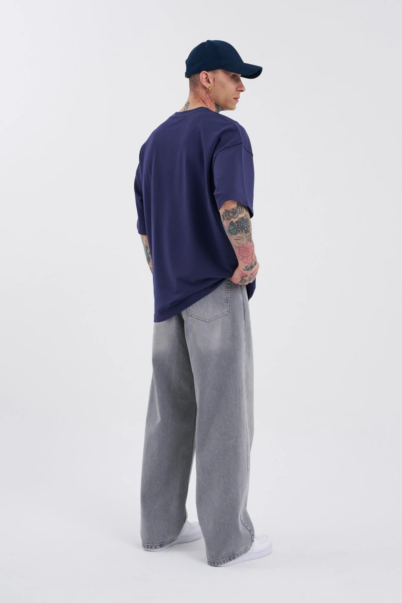 Erkek Oversize Baggy Jean Pantolon Gri - Image 12