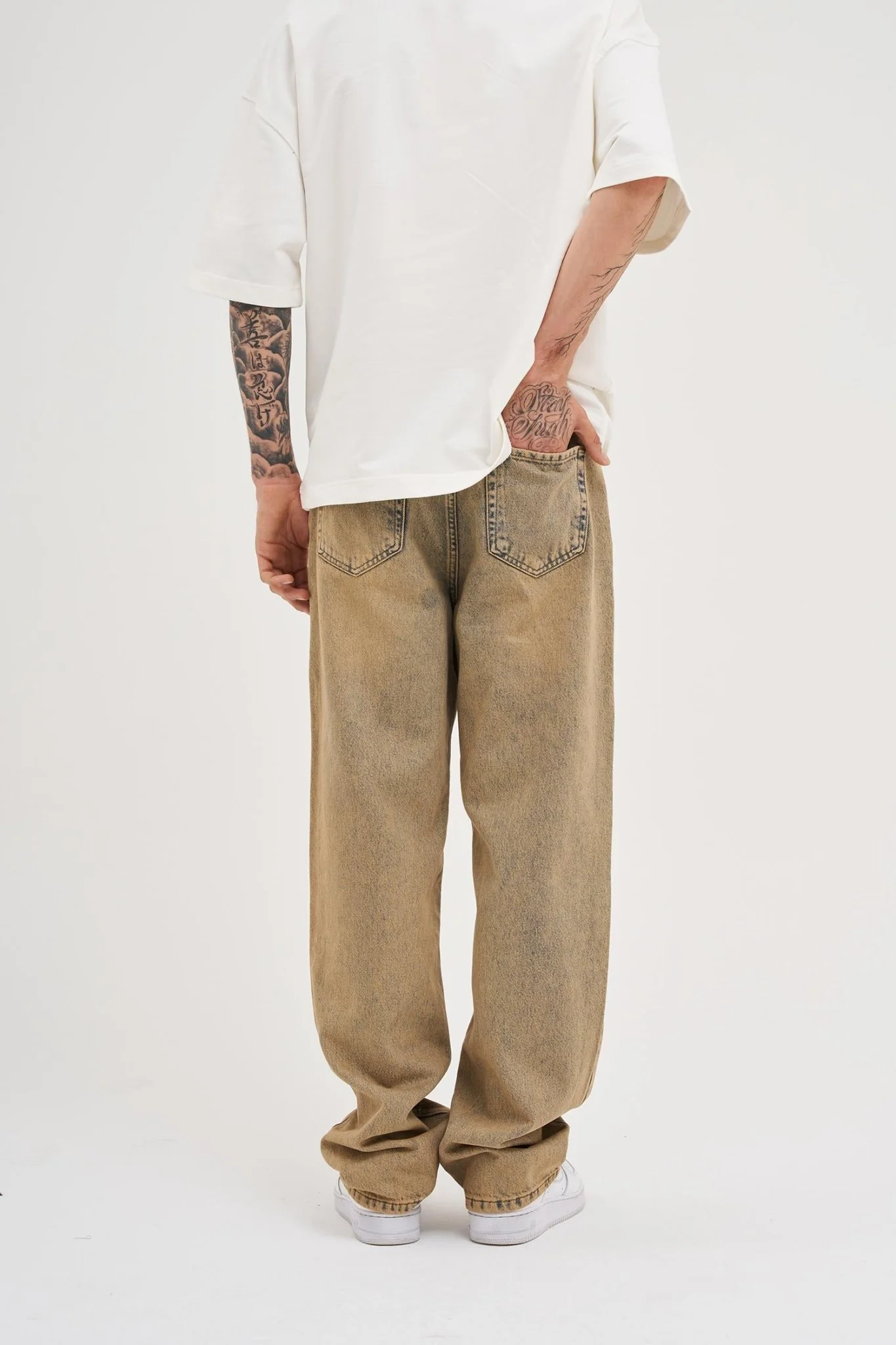 Erkek Oversize Baggy Yıkamalı Jean Pantolon Açık Mavi - Image 4