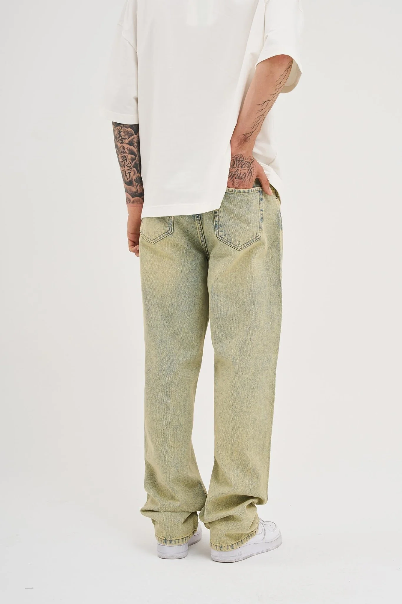 Erkek Oversize Baggy Yıkamalı Jean Pantolon Mint Yeşili - Image 10