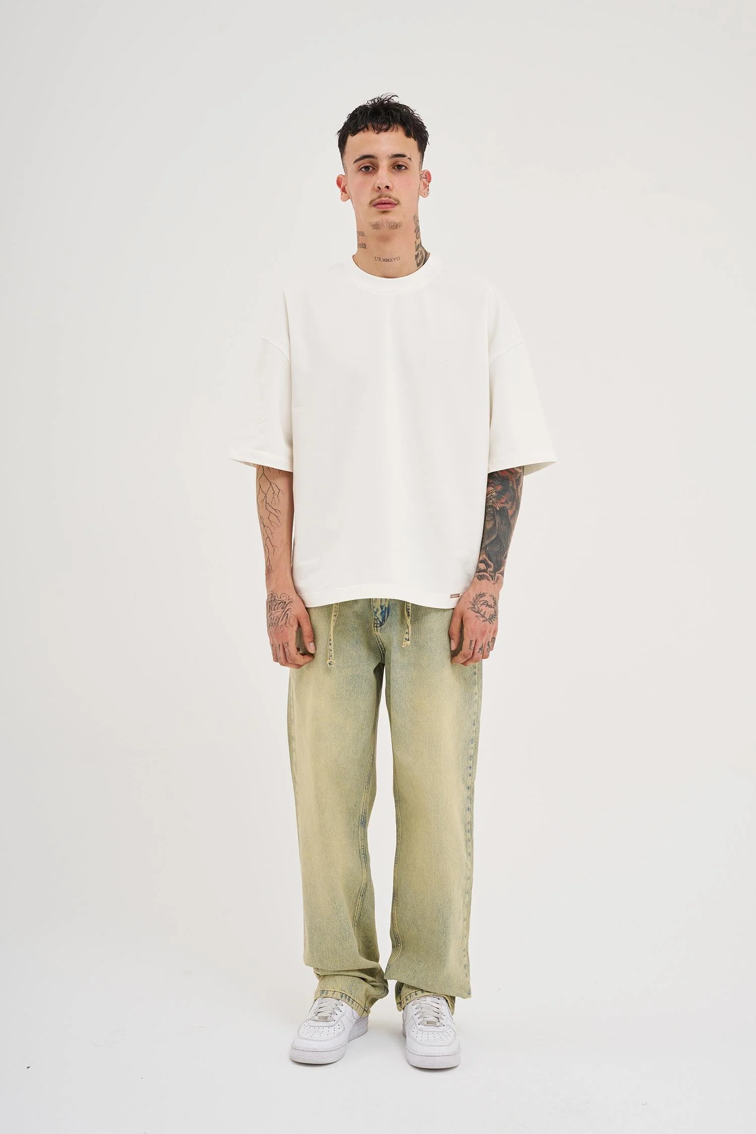 Erkek Oversize Baggy Yıkamalı Jean Pantolon Mint Yeşili - Image 11
