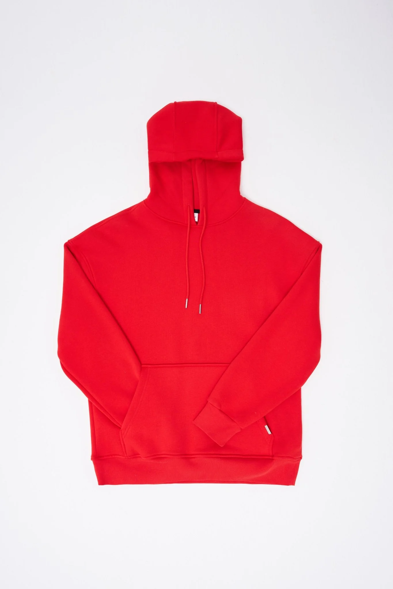 Erkek Oversize Basic Kapüşonlu Sweatshirt Kırmızı - Image 6