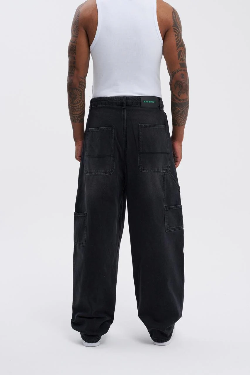 Erkek Oversize Yıkama Efektli Jean Pantolon Efektli Antrasit - Image 4