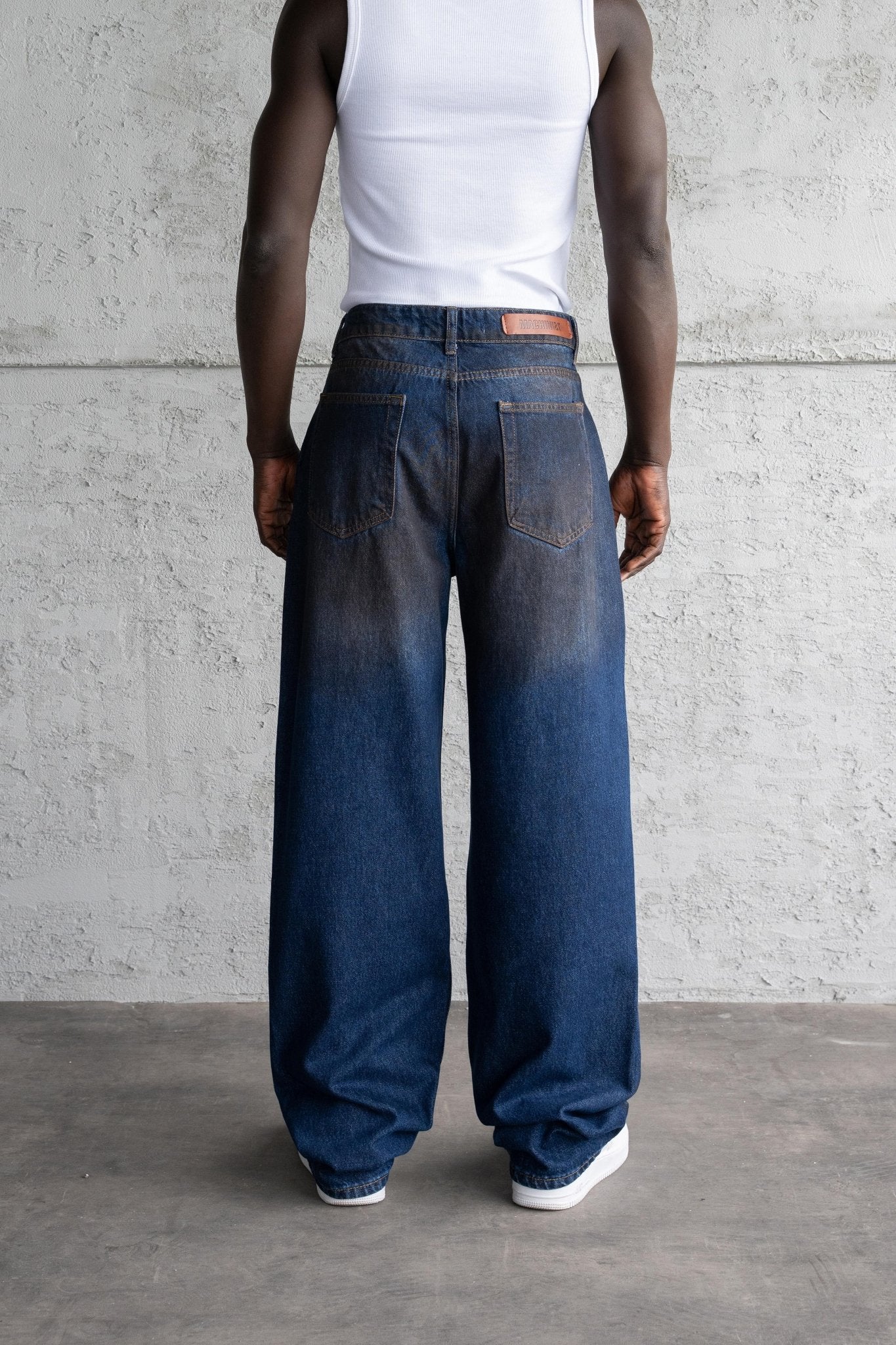 Erkek Pigment Kaplama Efektli Baggy Jean Pantolon Mavi - Image 7