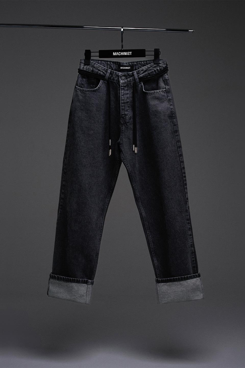 Erkek Relaxed Baggy Jean Pantolon Efektli Antrasit - Image 10