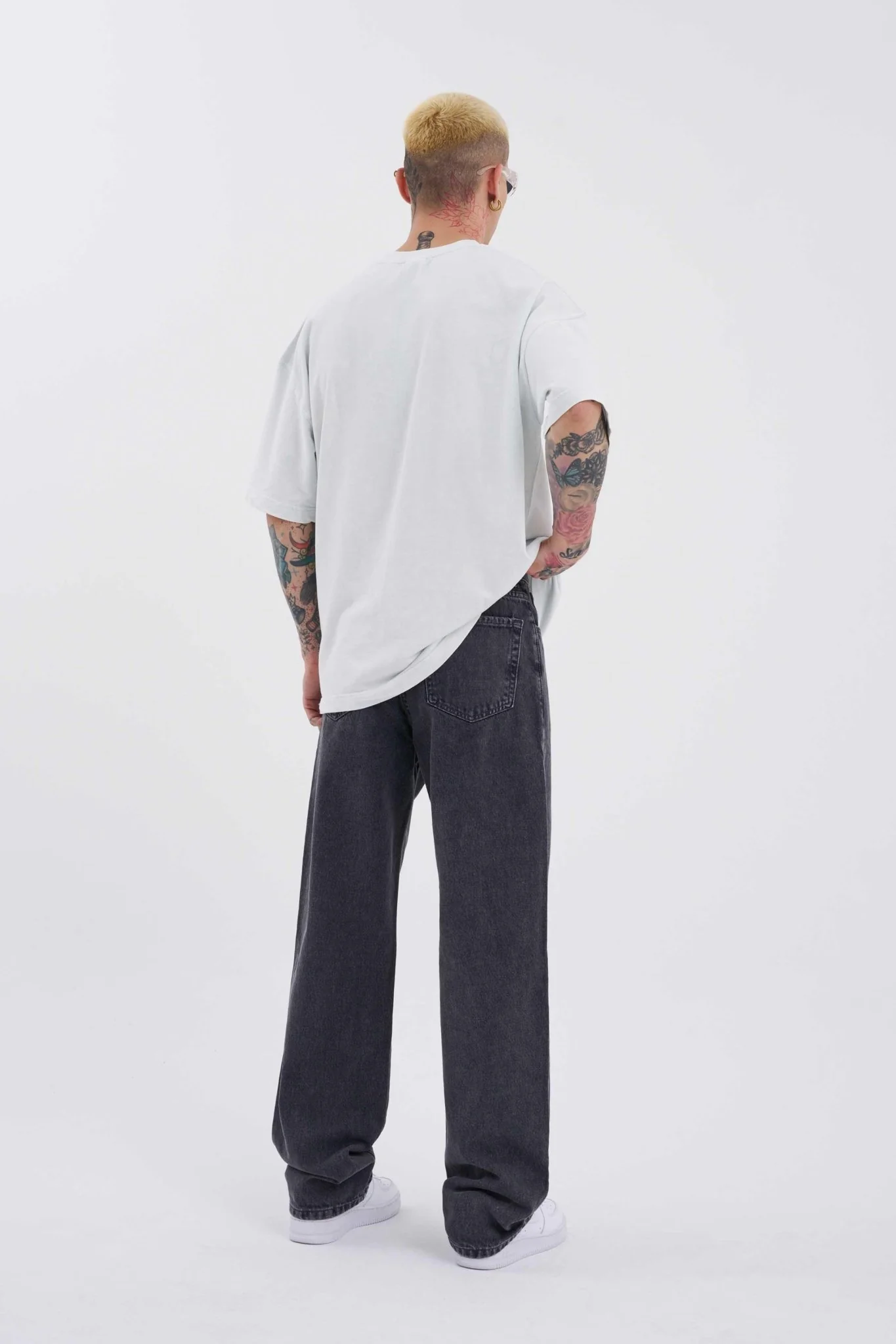 Erkek Relaxed Baggy Jean Pantolon Efektli Antrasit - Image 12