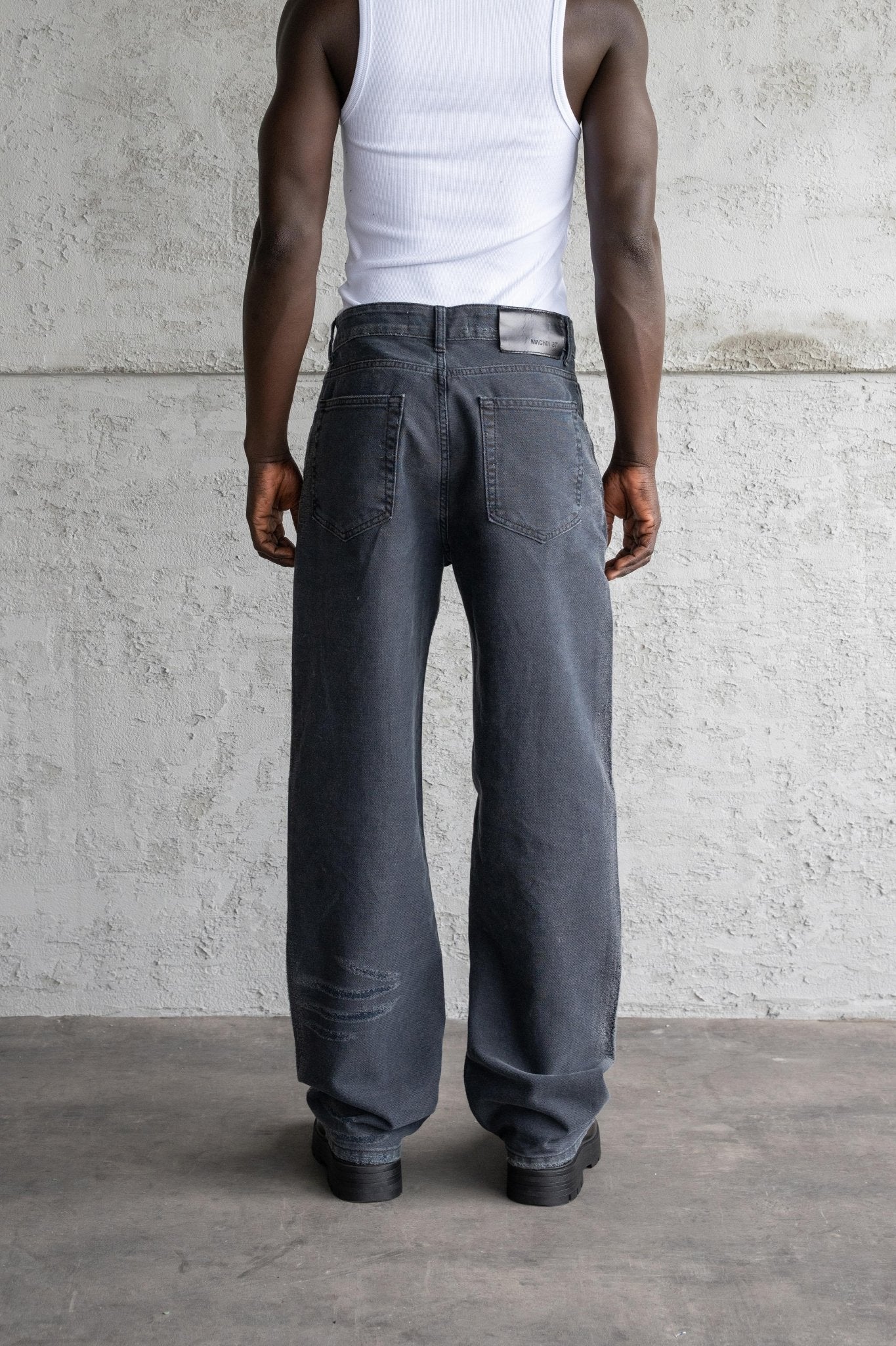 Erkek Yıpratmalı Efektli Baggy Jean Pantolon Siyah - Image 3